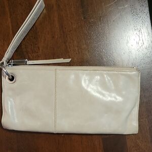 HOBO Cream Leather Wristlet Clutch